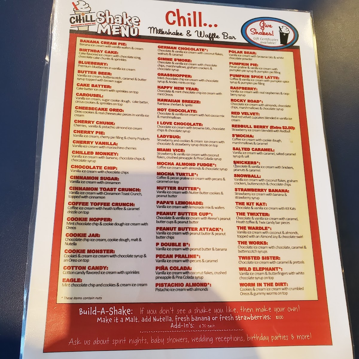 Chill...The Milkshake Bar Menu - Image 5